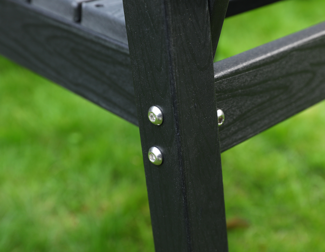 HDPE 户外餐椅 套装6把椅子+长方桌 黑色 竖靠背