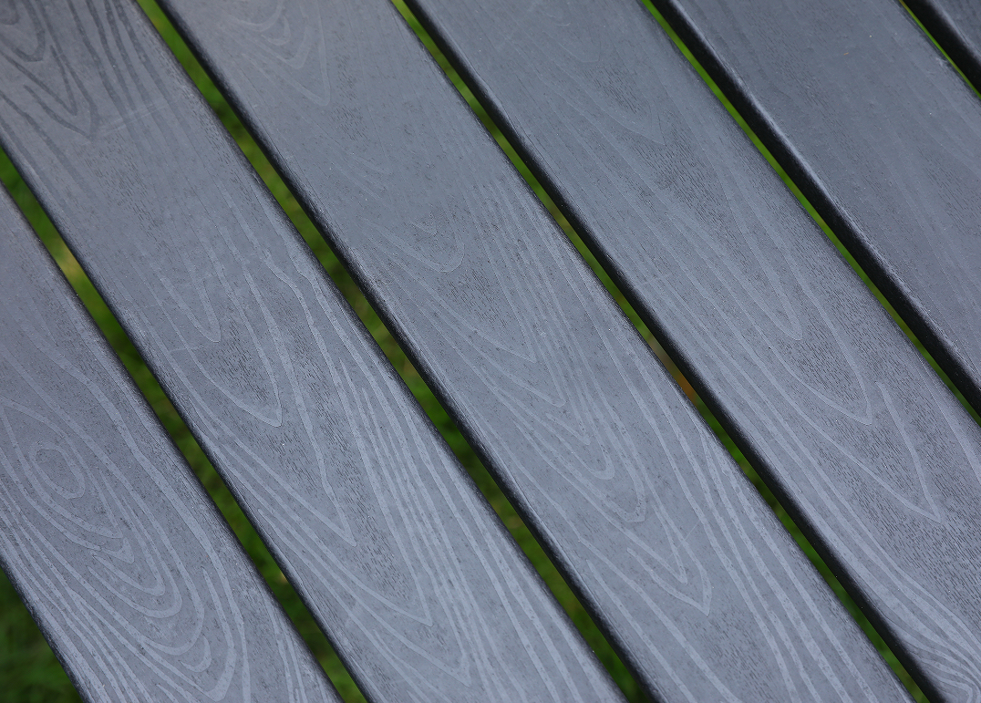 HDPE 户外餐椅 套装6把椅子+长方桌 黑色 竖靠背