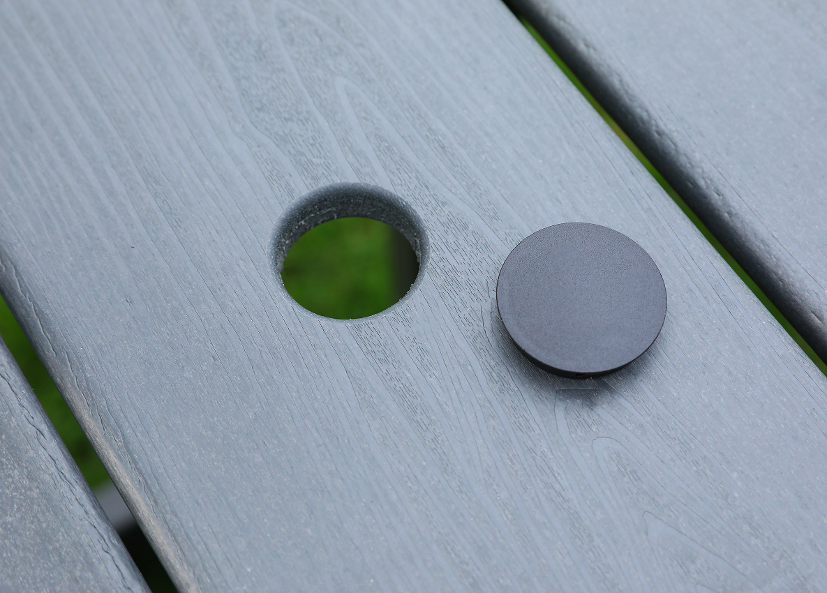 HDPE 户外餐椅 套装6把椅子+长方桌 灰色 竖靠背