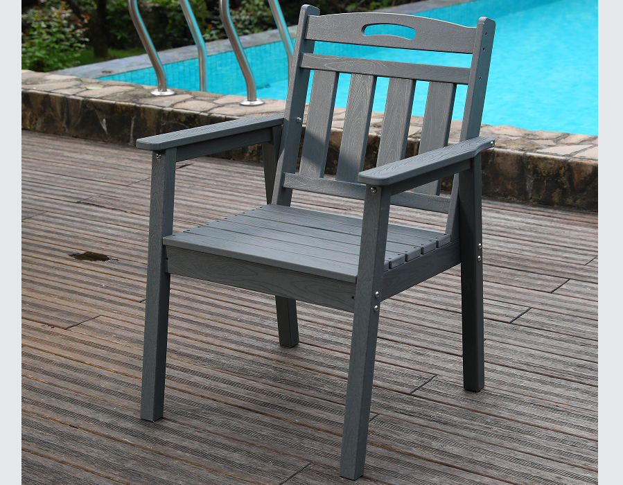 HDPE 户外竖靠背灰色餐椅