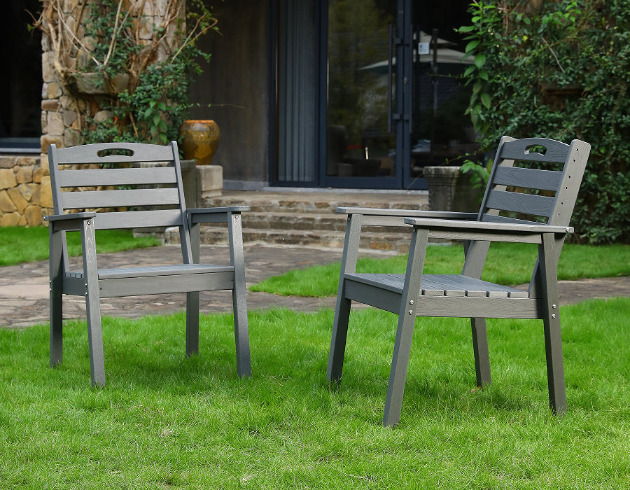 HDPE 阿迪朗达克椅 横靠背灰色 两把装