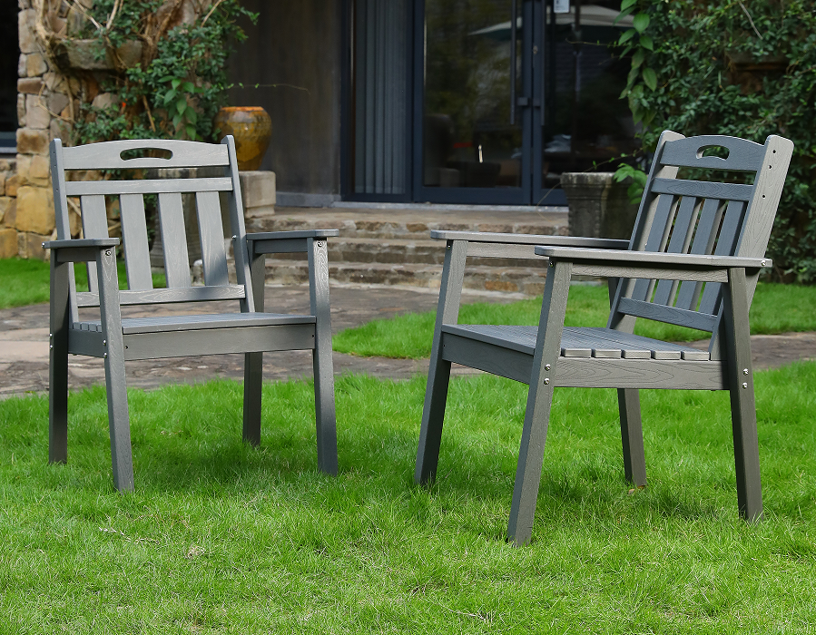 HDPE 阿迪朗达克椅 竖靠背灰色 两把装