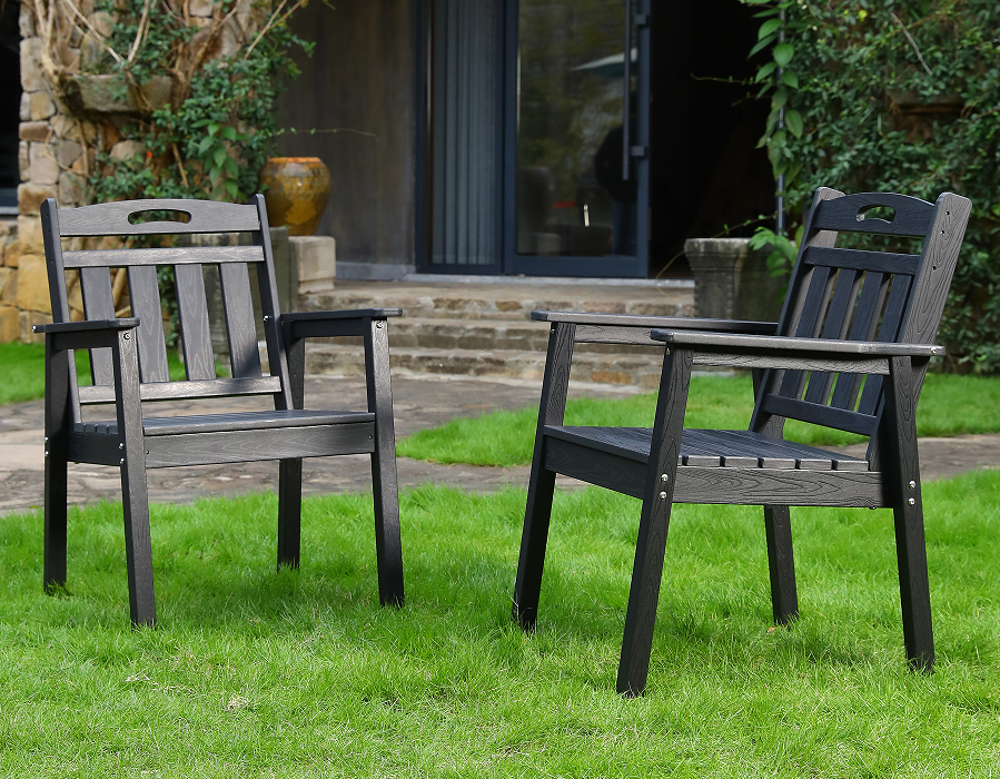 HDPE 阿迪朗达克椅 竖靠背黑色 两把装