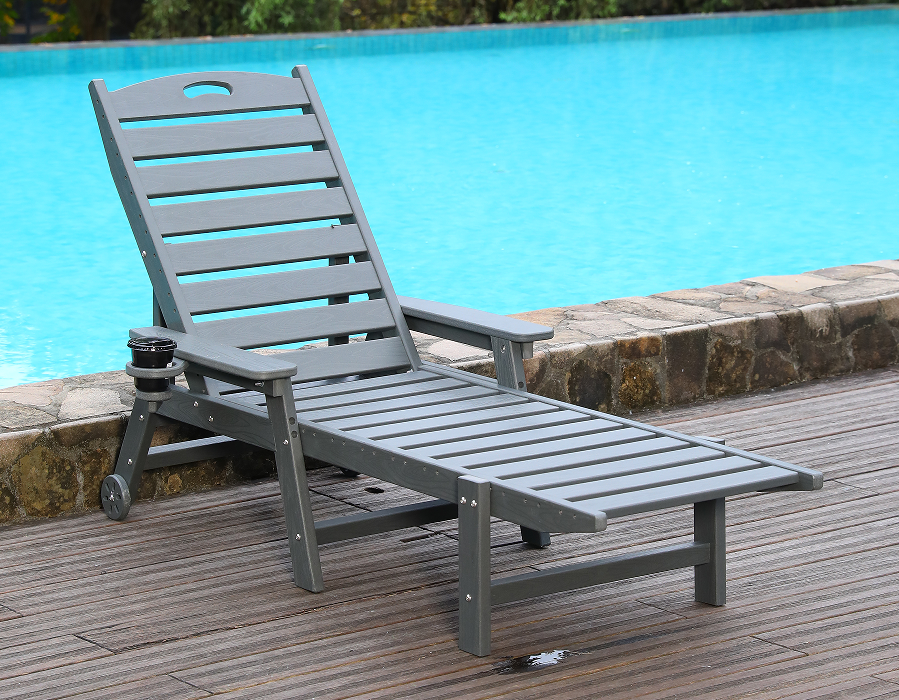 HDPE 阿迪朗达克户外躺椅 灰色 单把