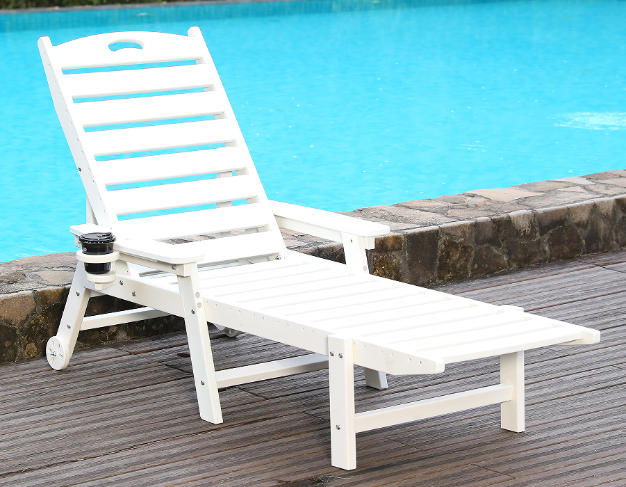 HDPE 阿迪朗达克户外躺椅 白色，单把