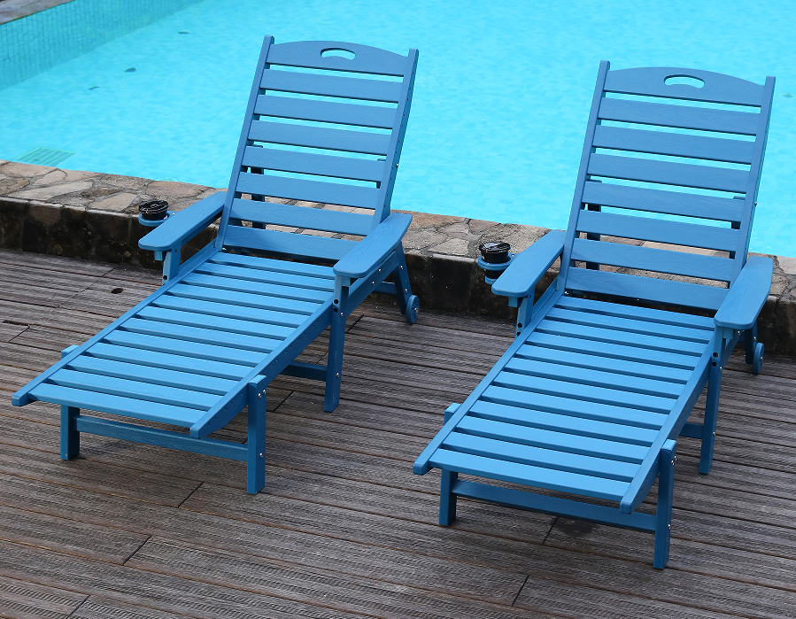 HDPE 阿迪朗达克户外躺椅 蓝色，两把装