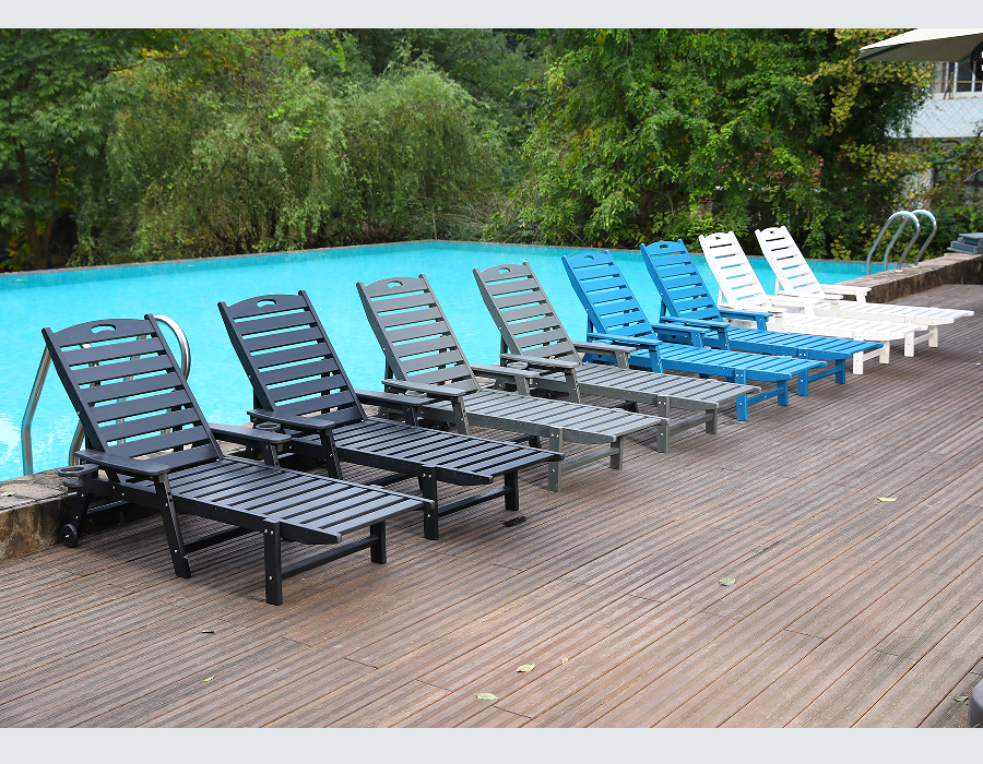 HDPE 阿迪朗达克户外躺椅 黑色，两把装