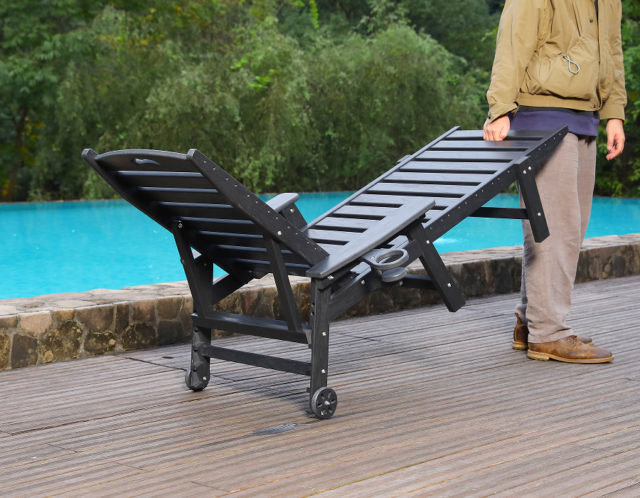 HDPE 阿迪朗达克户外躺椅 黑色，两把装