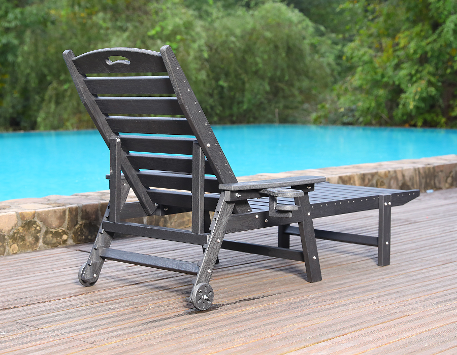 HDPE 阿迪朗达克户外躺椅 黑色，两把装