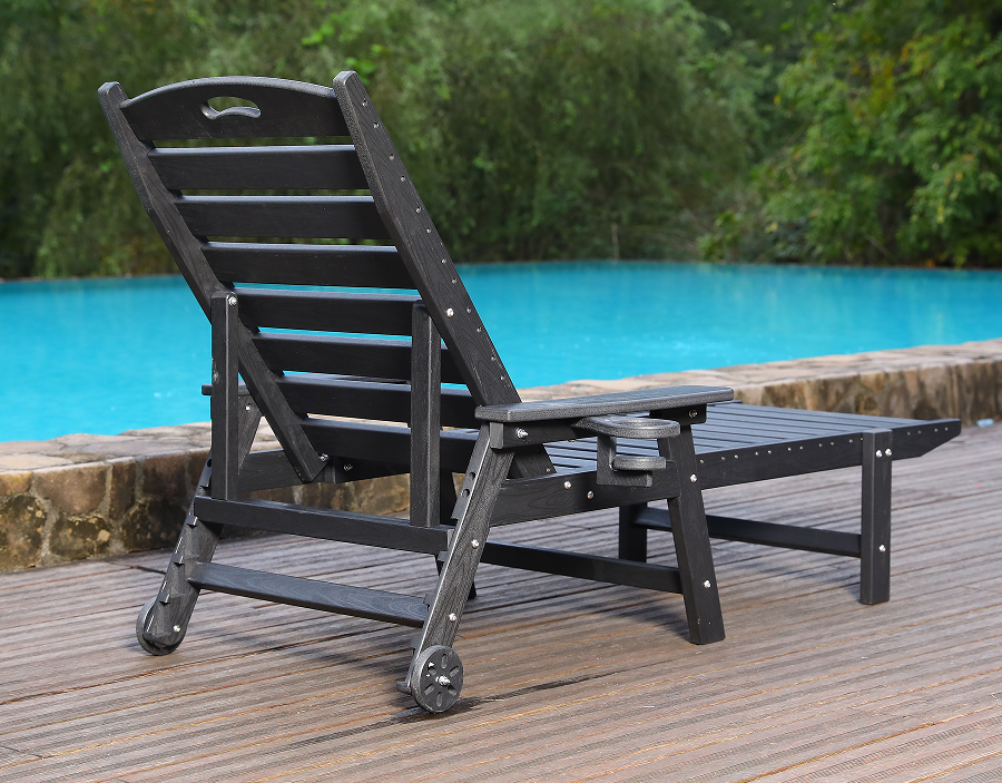 HDPE 阿迪朗达克户外躺椅 黑色，两把装