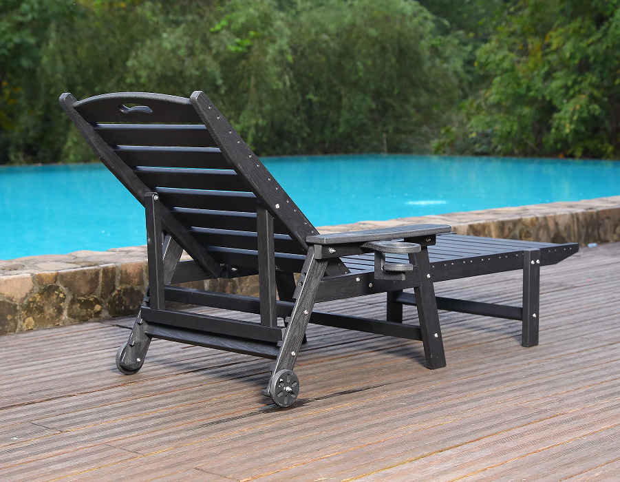 HDPE 阿迪朗达克户外躺椅 黑色，两把装