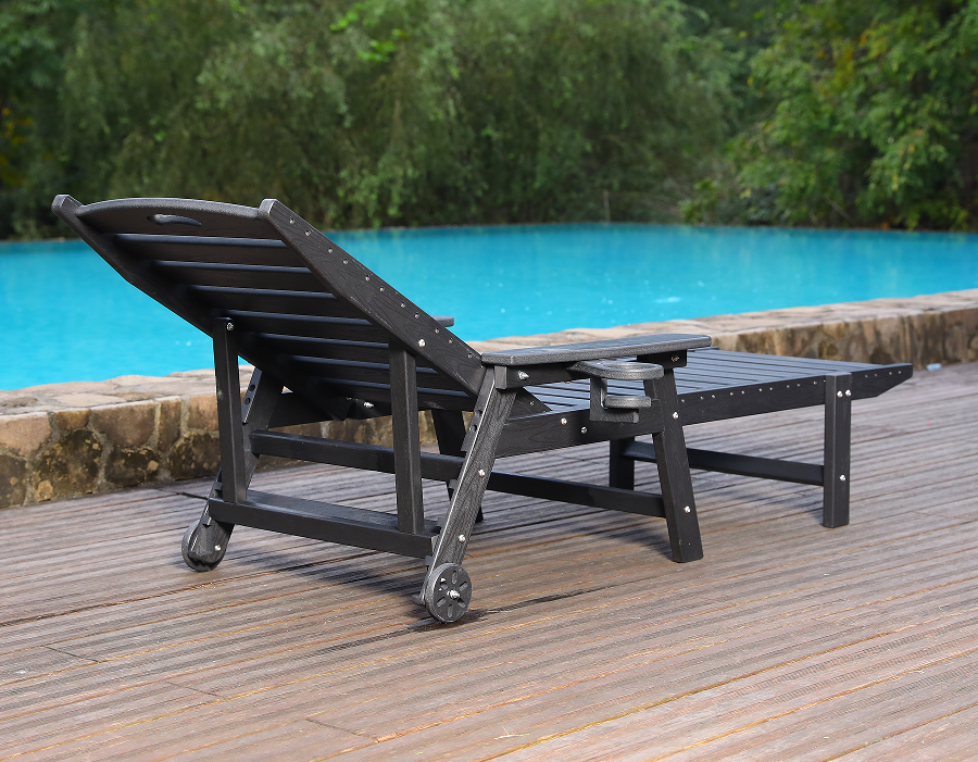 HDPE 阿迪朗达克户外躺椅 黑色，两把装