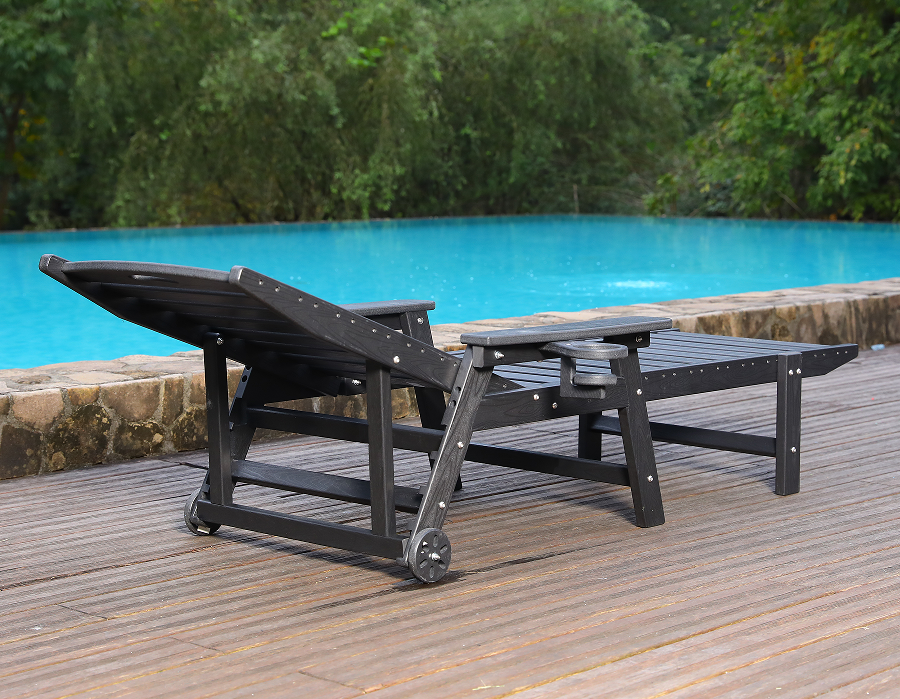 HDPE 阿迪朗达克户外躺椅 黑色，两把装