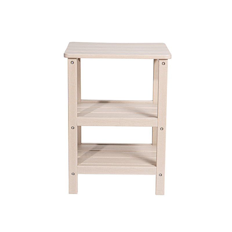 木色三层方形 HDPE 材质桌子,多功能储物桌,带 304 个不锈钢螺丝