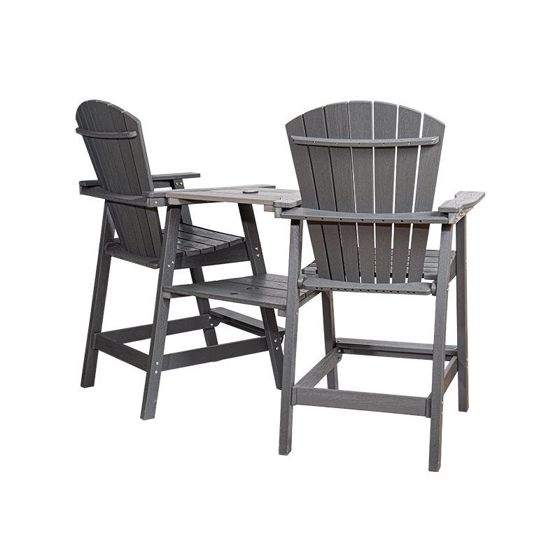 灰色 HDPE 双人配套长凳,结构耐用