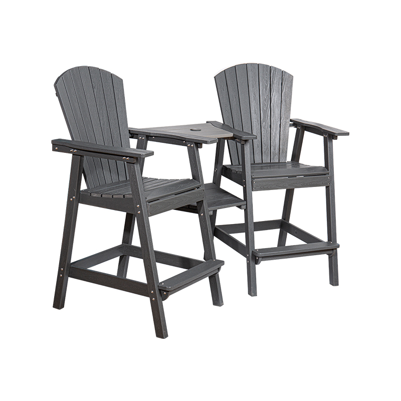 灰色 HDPE 双人配套长凳,结构耐用